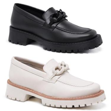 Imagem de Kit 2 Sapato Feminino Plataforma Mocassim Estilo Oxford - Novo Hábito,
