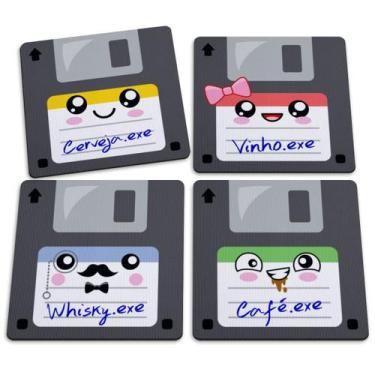 Imagem de Jogo de Porta Copos Floppy Disk Disquetes Bebidas - 4 peças - Yaay
