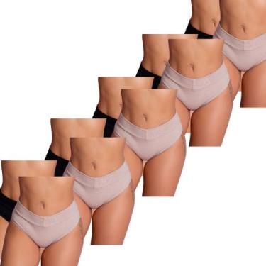 Imagem de Kit 10 Calcinhas Cós Confortável Aperta Barriga Ajuste Perfeito Moda Í