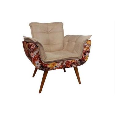 Imagem de Poltrona Opalla Floral 01 Lugar Bege - Casa Renovo