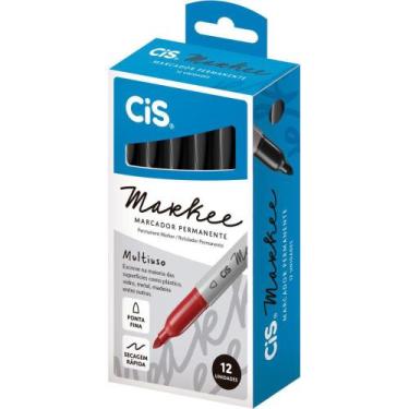 Imagem de Pincel Marcador Permanente CIS Markee Fino Preto Caixa com 12 - Sertic