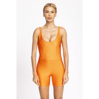 Imagem de Macaquinho Fitness Feminino Frente Única Laranja - Vibs Fitwear, M