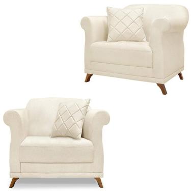 Imagem de Kit 2 Poltronas Decorativas Retro Polo Linho Perola Ezz Perola