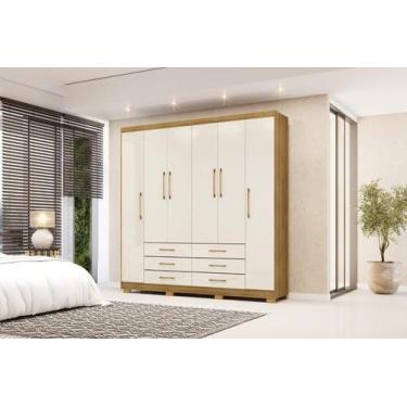 Imagem de Roupeiro Canadá 6 Portas e 6 Gavetas - Cor Nature Champanhe - Vila Ric