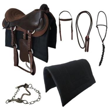 Imagem de Sela australiana profissional em couro para trabalho resistente e bara