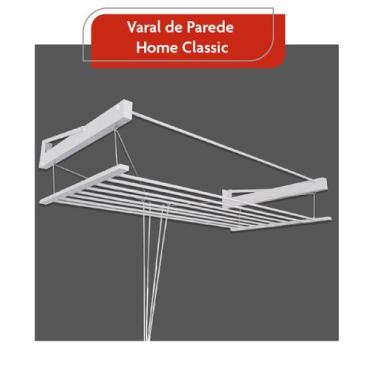 Imagem de Varal De Parede Sobe E Desce Manual Classico Branco 60 Cm Aluminio - B