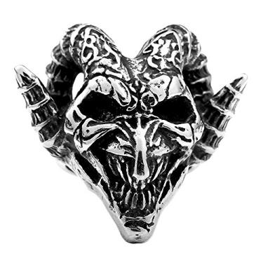 Imagem de ZMY anel masculino fashion punk joias de aço inoxidável anel de caveira para motociclista mal demônio para homens