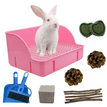 Imagem de MUYG 12 peças caixa de areia de coelho para gaiola, coelho penico treinador canto porquinho da índia grade quadrada de plástico vaso sanitário caixa de areia para animais pequenos furão hamster ouriço