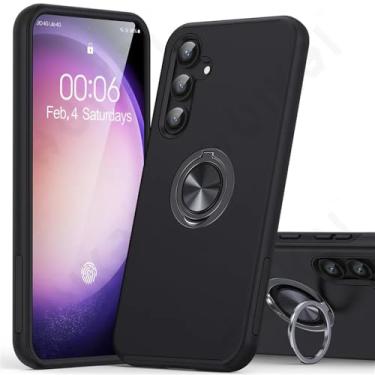 Imagem de Capa para Samsung Galaxy S24 S23 S22 S21 Ultra FE Plus A25 A14 Graus Armor Bumper à prova de choque Anel de metal rígido PC Silicone Capa, Preto, para Samsung A24 5G