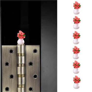 Imagem de LABJXAT Conjunto de cabeças de dobradiça rosa rosa conjunto de topper decorativo, 6 peças, cabeça de dobradiça magnética, dobradiça magnética, tampas de cabeça de dobradiça de porta, decoração de casa