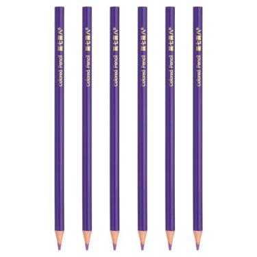 Imagem de PATIKIL Conjunto de lápis de cor roxa, 6 lápis de cor a óleo, lápis de desenho de madeira para artistas, pintura artística