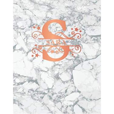 Imagem de Sara: Personalized Dot Grid Bullet Notebook for Women or Girls. Monogram Initial S. White Marble & Rose Gold Cover. 8.5" x 11" 110 Pages Dotted Journal Diary Paper