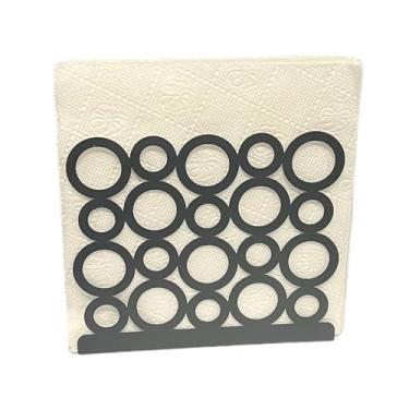 Imagem de Design de cesta de pão de metal e suporte de guardanapo, cestas de rolo de jantar para servir cesta de frutas armazenamento com mesa de cozinha hambúrguer de fast food (preto, porta-guardanapos)