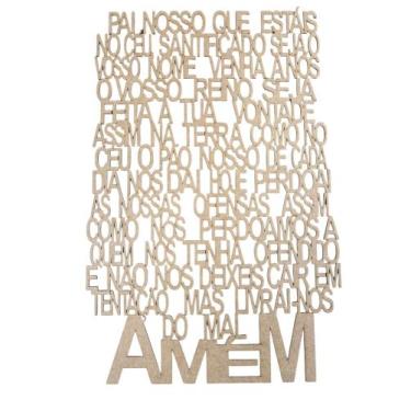 Imagem de Quadro Painel Oração Pai Nosso 60x40 cm Recorte Em Mdf Crú - Dc Decora