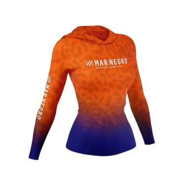 Imagem de Camiseta de Pesca Mar Negro X Protection Sublimada Com Capuz Feminina 