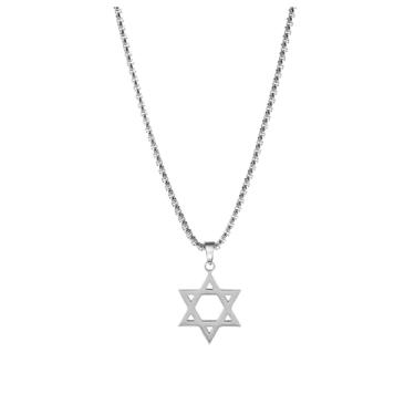 Imagem de Modpide Gargantilha de aço inoxidável com estrela de Davi e colar feminino judeu, Aço inoxidável, Sem Pedra Preciosa