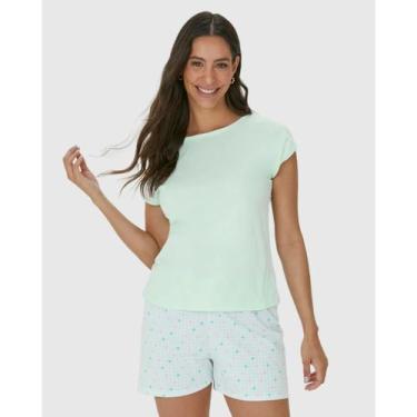 Imagem de Pijama Feminino Manga Curta Malha Malwee Ref. 122375, Verde, GG