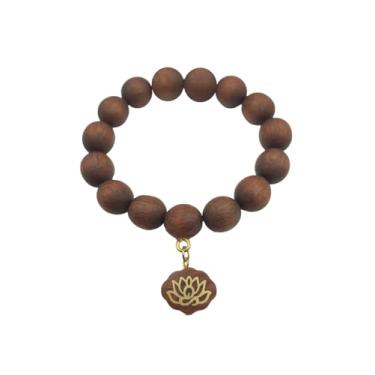 Imagem de Pulseira Flor De Lótus Madeira Cedro Vermelho 10mm