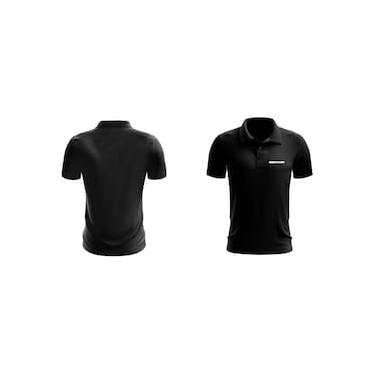 Imagem de Camisa Polo Manga Curta Grupo Casas Bahia Preta com Logo Branca e Cinza