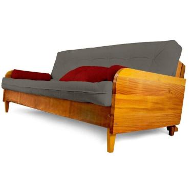 Imagem de Sofá Cama Paris Ii Em Madeira Maciça Cor Natural - Edição Limitada - Sarja Peletizada - Cinza