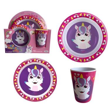 Imagem de Kit Refeição Infantil Prato Tigela Copo Introdução Alimentar P/ Bebê C