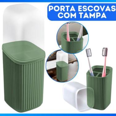 Imagem de Porta Pasta De Dente E Escovas Organizador Com Tampa Moderno - Usual U
