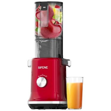 Imagem de Centrifuga de Frutas Prensa a Frio de 110mm com Mastigação Lenta, Calha de Alimentação Grande e Fácil de Limpar, 110V 150W, SIFENE, Vermelha