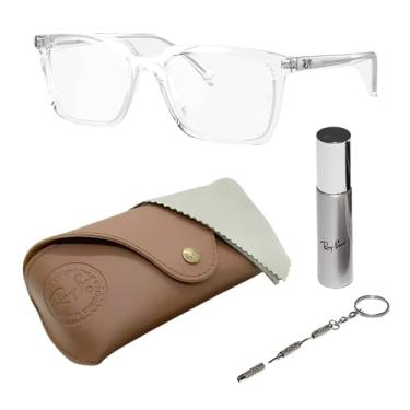 Imagem de Ray-Ban RB7239 Conjunto de óculos de formato quadrado com kit de óculos - Óculos com ajuste de ponte alta - Armação feminina de designer com lentes transparentes, Armação transparente | Lente