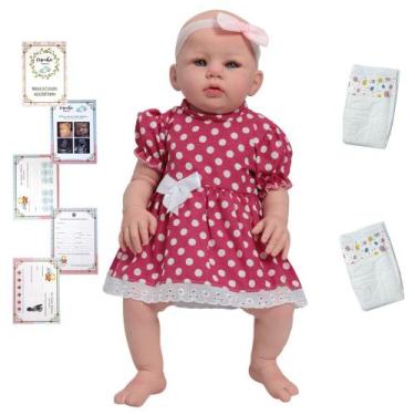 Imagem de Bebê Reborn Boneca Abigail Careca 48cm Olhos Azuis Fofinha - Cegonha R
