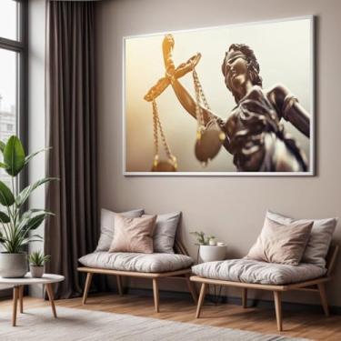 Imagem de Quadro com Moldura Sala Quarto 90x60 Justiça Balança Escritório Decorativo Horizontal Grande Hall