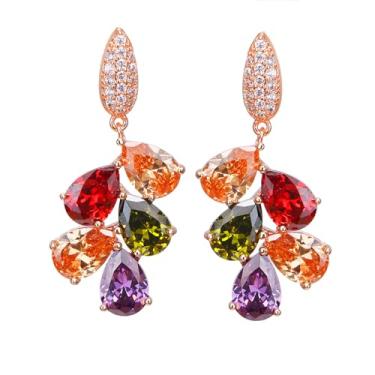 Imagem de Pulseiras de pulseira para mulheres, granada criada ametista, peridoto, morganita, colar de pedras preciosas, brincos, anéis banhados a ouro rosa, conjuntos de joias de casamento para noivas, Cobre,