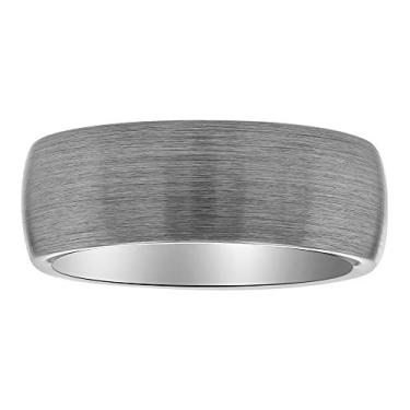 Imagem de STEEL NATION JEWELRY Aliança de casamento masculina de carboneto de tântalo 8 mm com acabamento acetinado cinza moderno e durável - escolha de tamanho, Metal, Sem pedra preciosa