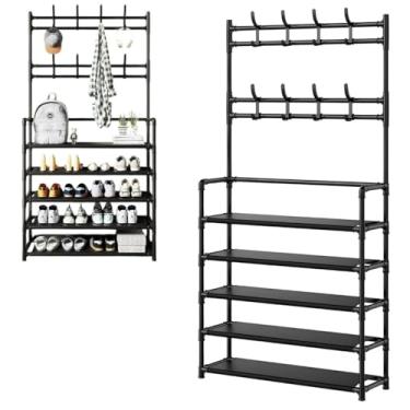 Imagem de Prateleira Organizadora 5 Níveis para Calçados e Roupas - Moderna e Funcional (Preta)