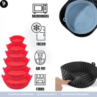 Imagem de Kit 6 Formas Silicone Redonda Com Alça Para Air Fryer Fritadeira Eletr