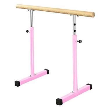 Imagem de Barra de balé portátil, bastões de ginástica de altura ajustável, poste de alongamento de dança resistente para adultos e crianças fitness (rosa 1,5 m)