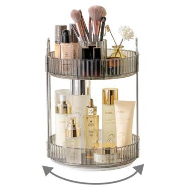 Imagem de Organizador de maquiagem Asayuee 360 Rotating 2 Tier Grey