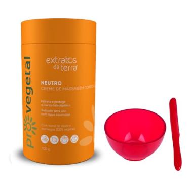Imagem de Creme de Massagem Hidratante sem Perfume Pro Vegetal Neutro 700g + Cubeta Maleável Silicone 60ml com Espátula – Textura Premium para Aromaterapia e Massagens