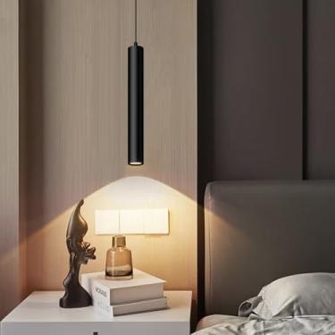 Imagem de AOMEI Luminária Pendente Led De Espectro Completo Com Altura Ajustável, Cilindro Moderno Minimalista 3000K, Tubo Longo 5W, Para Quarto, Cabeceira, Cozinha, Ilha, Mesa Jantar (30 Cm)