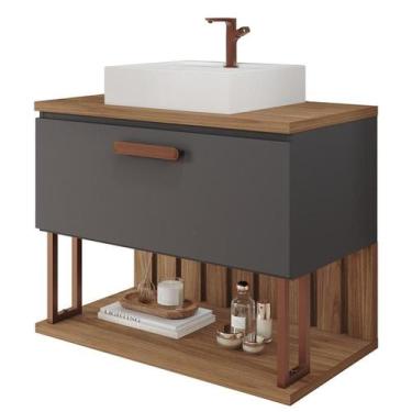 Imagem de Gabinete de Banheiro Duna com Cuba 80cm Titanium/Freijo - MGM