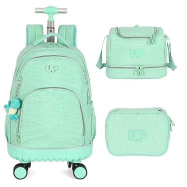 Imagem de Mochila Infantil Rodinha Up4You 360 Graus com Lancheira e Estojo 100 Pens Verde