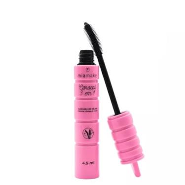 Imagem de Máscara de Cílios Caracol 3 em 1 Pincel Giratório e Dobrável Volume Alongamento e Curvatura Preto Intenso Resistente à Água Fórmula Peel Off – 8g