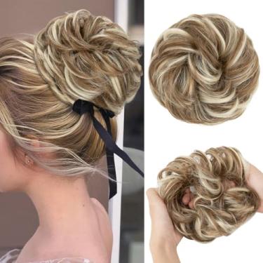 Imagem de CJL HAIR Grande Coque Bagunçado, Ondulado, Cacheado, Scrunchies, Extensões De Cabelo Sintéticas, Rabo De Cavalo, Penteados Grossos Para Mulheres, Bege Bahama