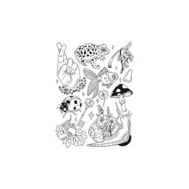 Imagem de Tatuagem temporária, chave de caracol e peixe dourado, tatuagens de peixe dourado, aparência de tatuagem real, resiliência, dura de 1 a 2 semanas, resistente à água,18 x 11 cm