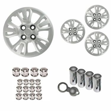 Imagem de Jogo Calota Aro 14 Uno Way 2011 2012 + Selo Resinado + Tampa Ventil + Capa Parafuso