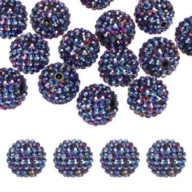 Imagem de PATIKIL Contas de strass de resina de 20 mm para caneta com contas, pacote com 10 bolas de discoteca brilhantes em pedaços redondos de chiclete para chaveiro com contas, joias para fazer artesanato