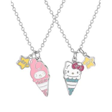 Imagem de Hello Kitty Colar Sanrio and Friends BFF para 2 licenças oficiais - 40,6 cm + 7,6 cm joia moderna colar de melhor amigo, Fantasia, Sem Pedra Preciosa