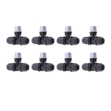 Imagem de ZHYOHEN Bicos de nebulização Tee 8 cabeças de irrigação de bloqueio farpado sistema de irrigação por gotejamento peças de tubos emissores de irrigação micropulverização para cabeças de irrigação de 1