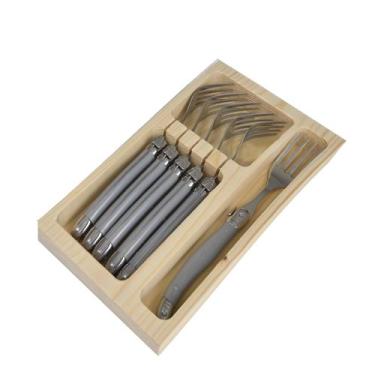 Imagem de Conjunto 6 Garfos Laguiole Luxo Em Bandeja De Madeira Cinza - Laguiole