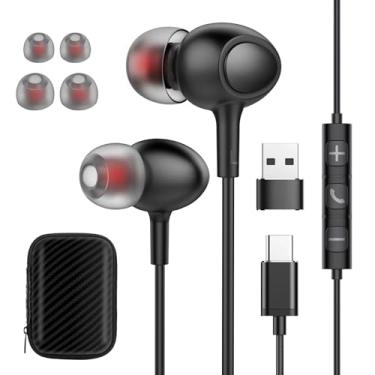 Imagem de Rayhontech Fones de ouvido intra-auriculares com fio USB tipo C para iPhone 16/15 Pro Max Laptop PC com microfone, fone de ouvido com isolamento de ruído compatível com Google Pixel 7 6a iPad Pro