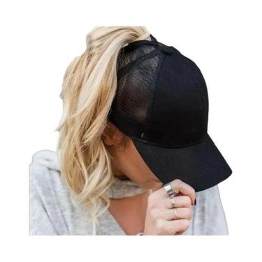 Imagem de Boné de Beisebol Preto Ajustável de Algodão - Para Mulheres, Casual, V